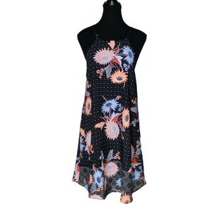 COTTON ON Spaghetti Strap Summer Dress Black Multicolour Floral Size XS Small